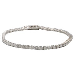 Bracelet de tennis en or blanc 14 carats avec diamants ronds Nature 4.29 carats