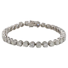 Bracelet tennis ligne en or blanc 14 carats avec diamants ronds naturels de 8,00 carats