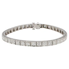 Pulsera Línea Tenis Oro Blanco 14 Kilates Diamante Natural 4,00 Quilates