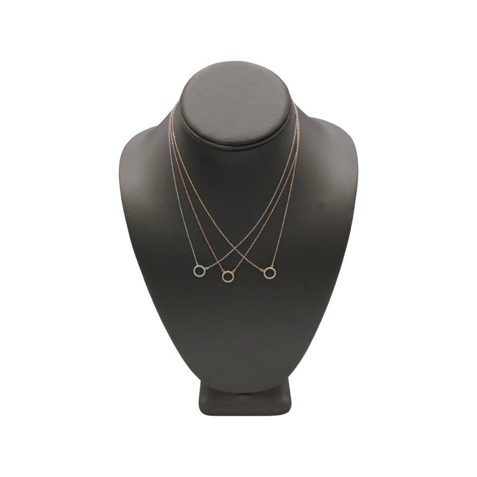 Women's or Men's 14 Karat White Gold Natural Diamond Circle Pendant Necklace  For Sale