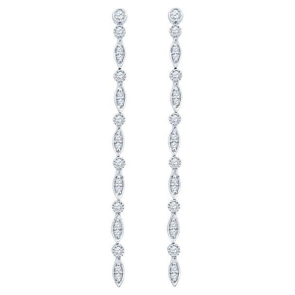 14 Karat White Gold Natural Diamond Dangle Earrings