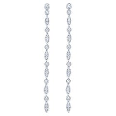 14 Karat White Gold Natural Diamond Dangle Earrings