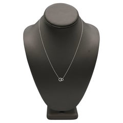 14 Karat White Gold Natural Diamond Interlocking Circle Pendant Drop Necklace