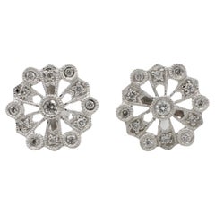 Clous d'oreilles filigranes flocon de neige en or blanc 14 carats et diamants naturels