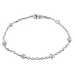 Pulsera de oro blanco de 14 quilates con diamantes naturales Station Tennis Line