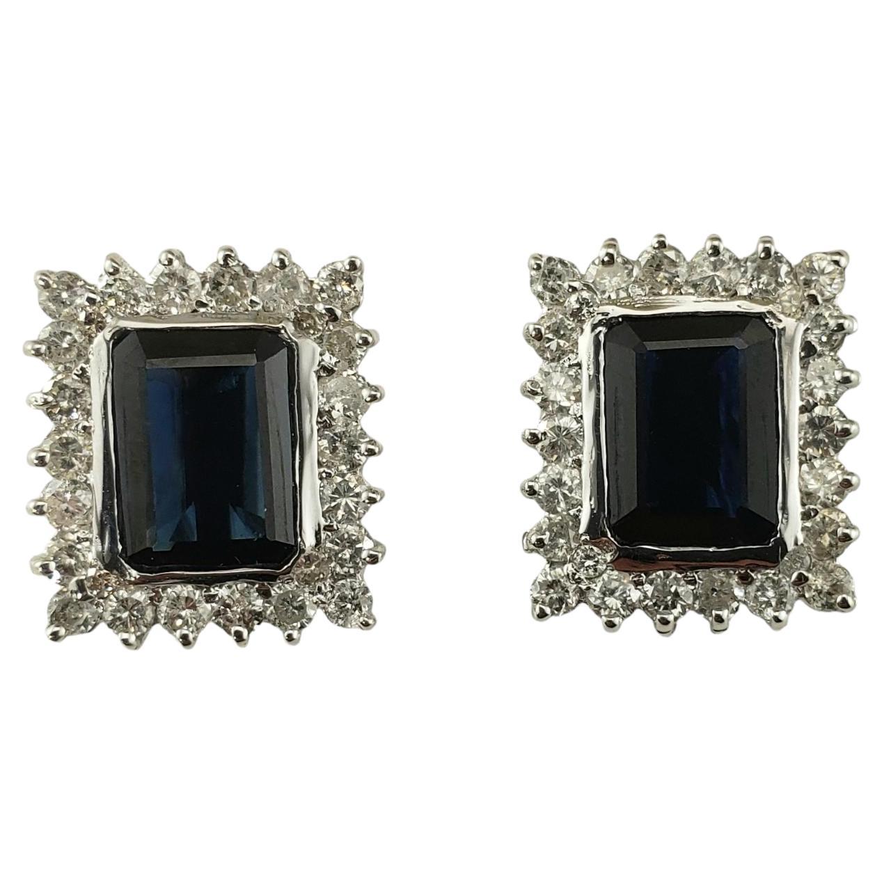 14 Karat White Gold Natural Sapphire and Diamond Earrings #18653
