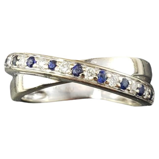 14 Karat White Gold Natural Sapphire and Diamond Ring Size 4.75 #16343 For Sale