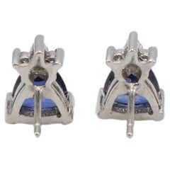 14 Karat White Gold Natural Tanzanite & Diamond Post Stud Earrings