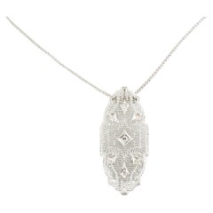 14 Karat White Gold Necklace and Diamond Pendant