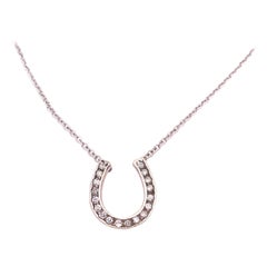 14 Karat White Gold Necklace with Diamond Horse Shoe Pendant 0.50 TDW