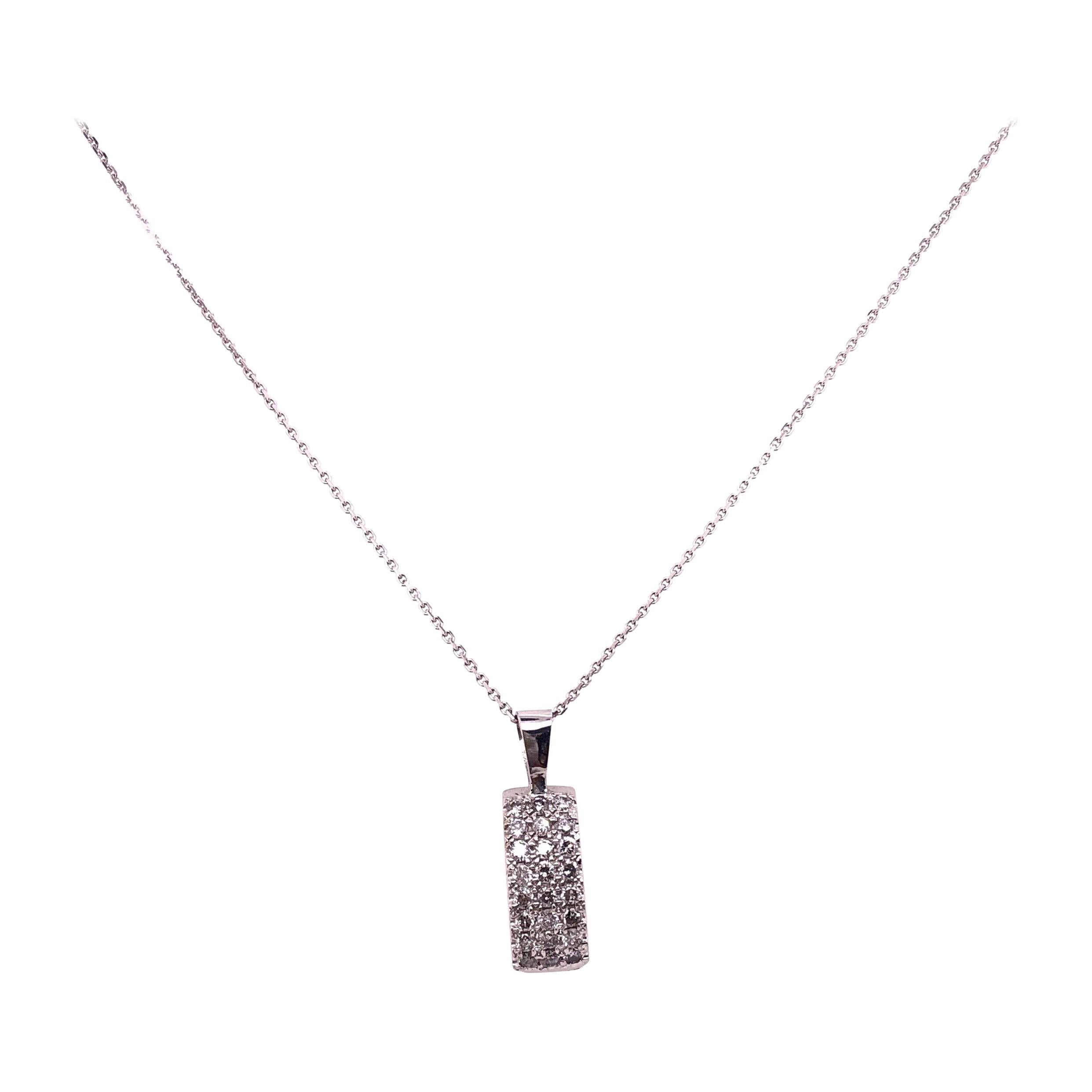 14 Karat White Gold Necklace with Pendant .80 Carat Diamond For Sale