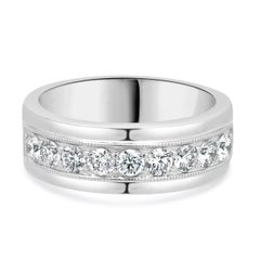 14 Karat White Gold Neil Lane Mens Diamond Band