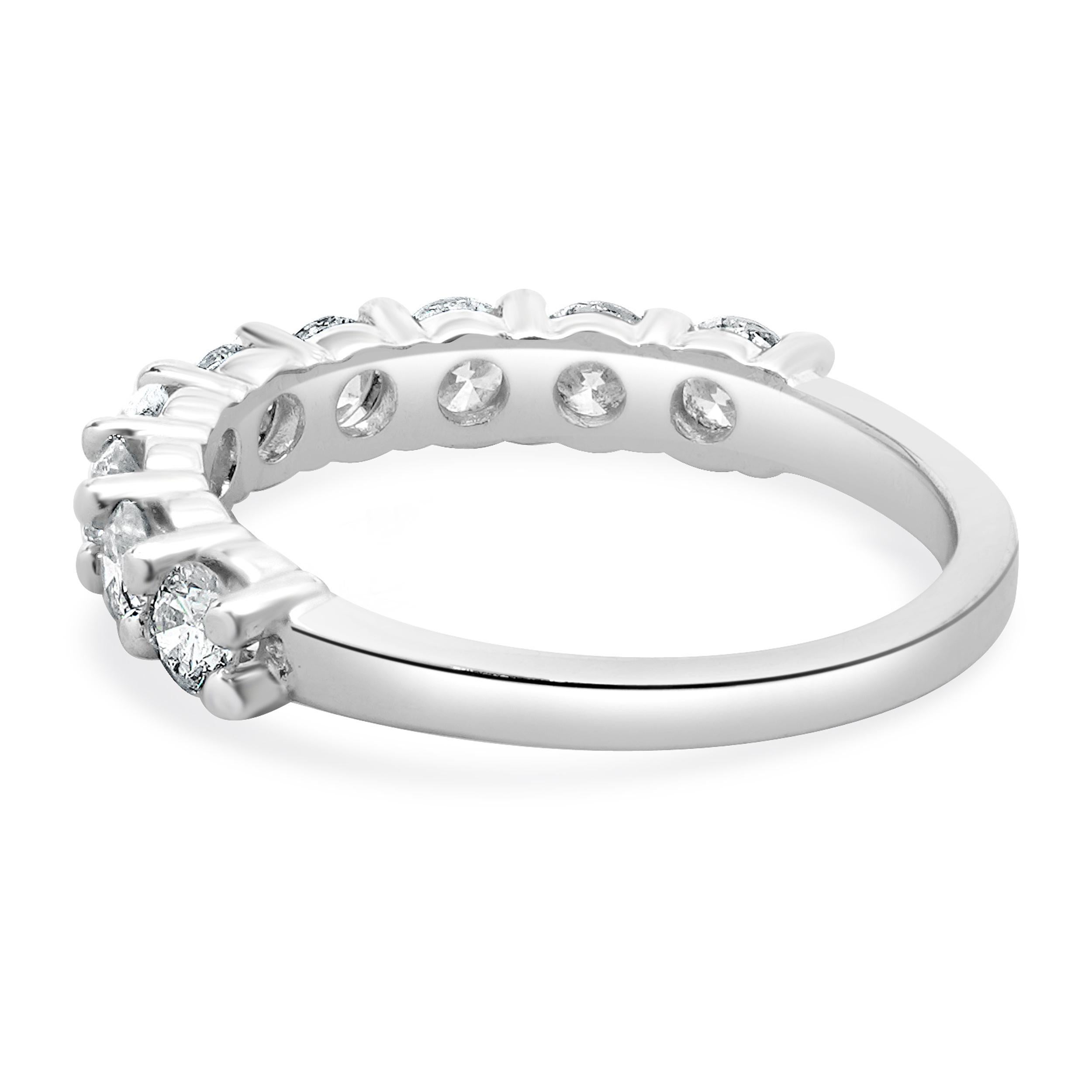 14 Karat White Gold Nine Diamond Band In Excellent Condition For Sale In Scottsdale, AZ