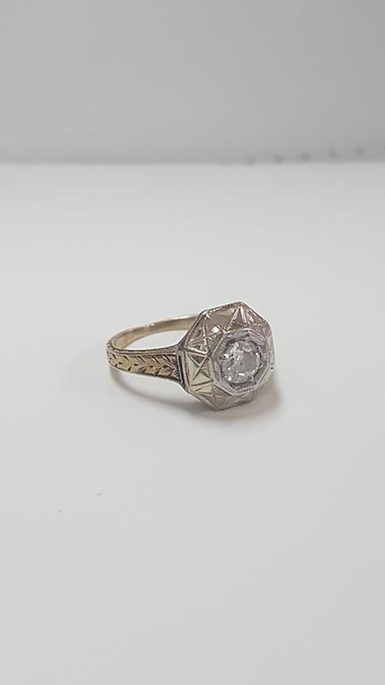 Women's Diamond Antique Ring 14 Karat  Size 3 3/4