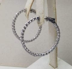 14 Karat White Gold One Dollar Size Diamond Hoop Earrings 4.25 Carat