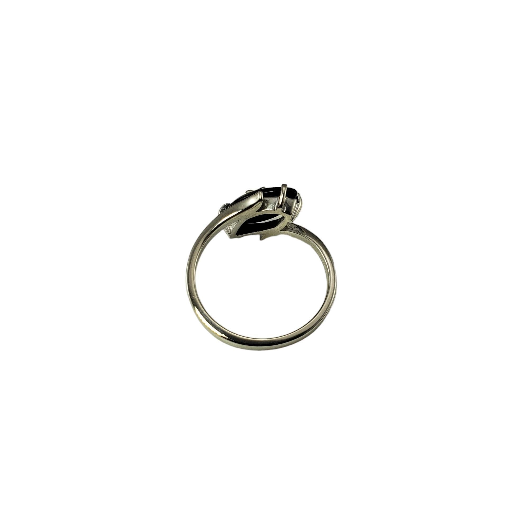 Women's 14 Karat White Gold Onyx and Diamond Ring Size 6.25 #16735 For Sale