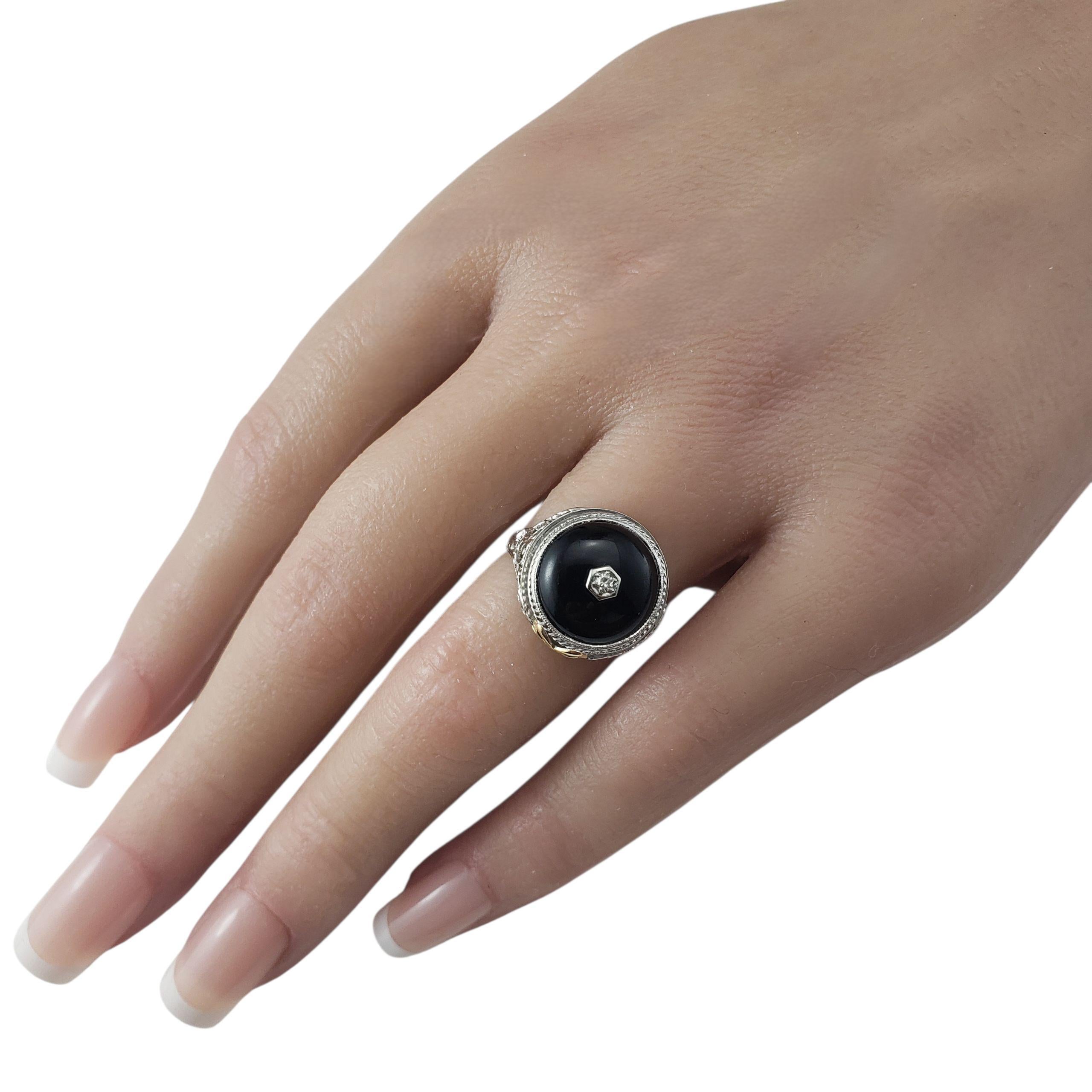 Bague en or blanc 14 carats Onyx et diamant Taille 6.5 #22532 Pour femmes en vente