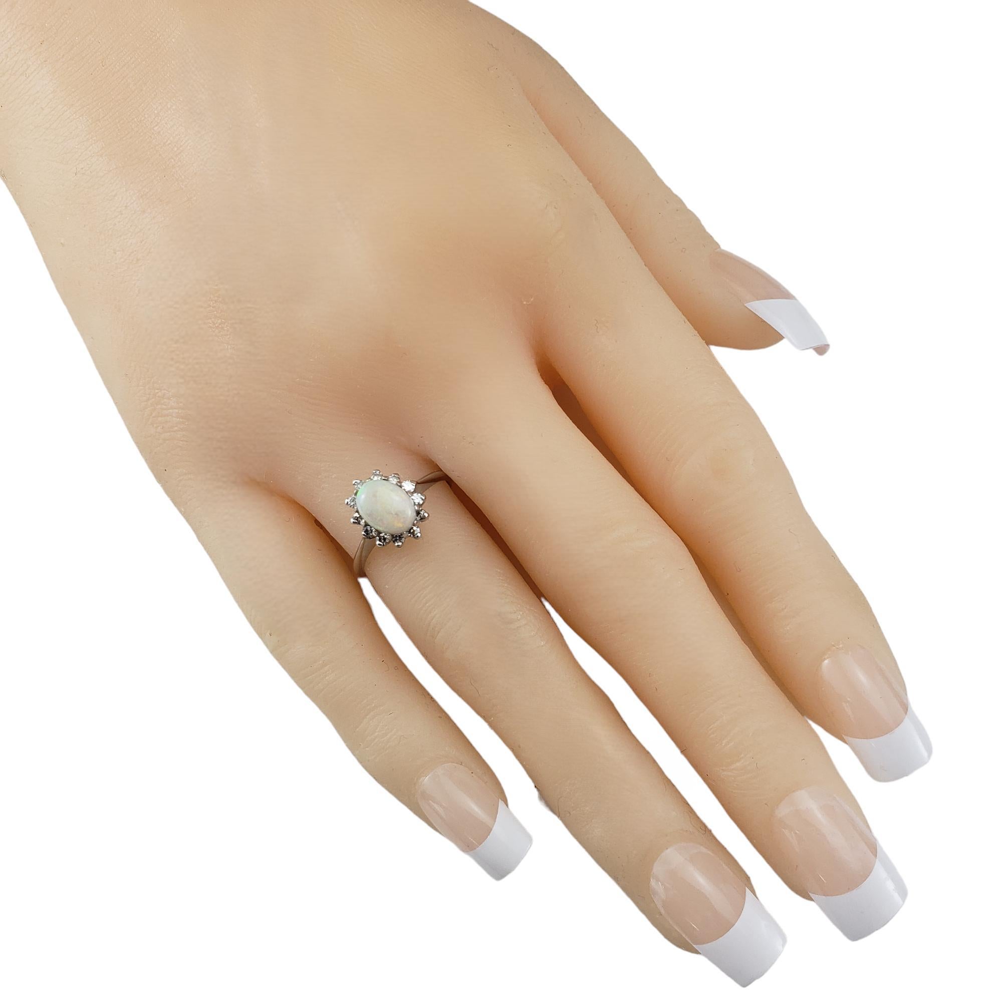 14 Karat White Gold Opal and Diamond Halo Ring Size 6.25 #17642 For Sale 2