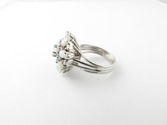 14 Karat White Gold Opal and Diamond Ring
