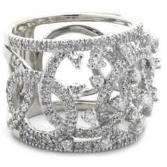 14 Karat White Gold Open Diamond Cigar Band