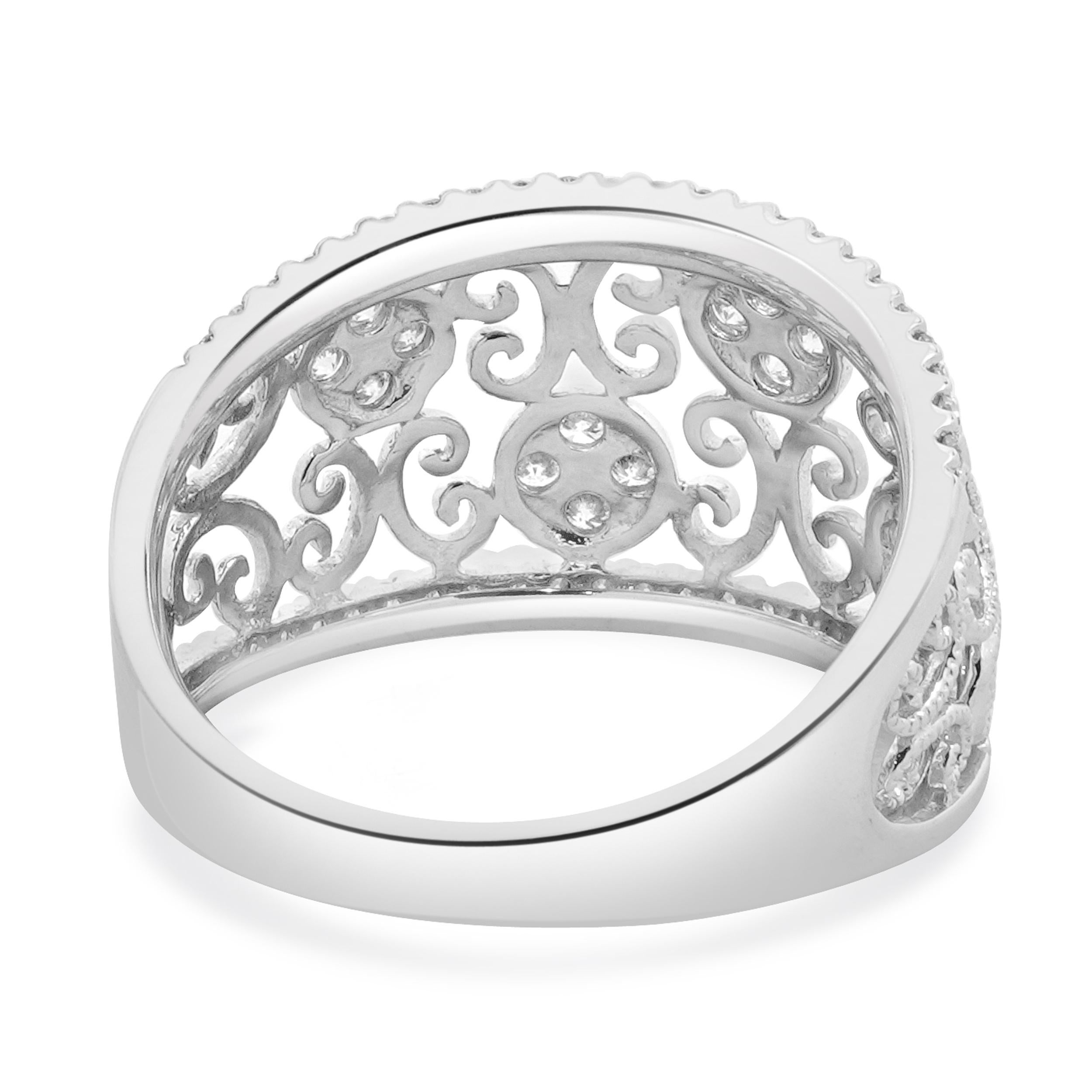 Fascia a spirale aperta con diamanti in oro bianco 14 carati In condizioni ottime in vendita a Scottsdale, AZ