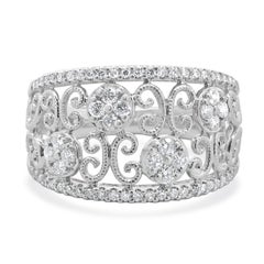 14 Karat White Gold Open Diamond Scroll Band