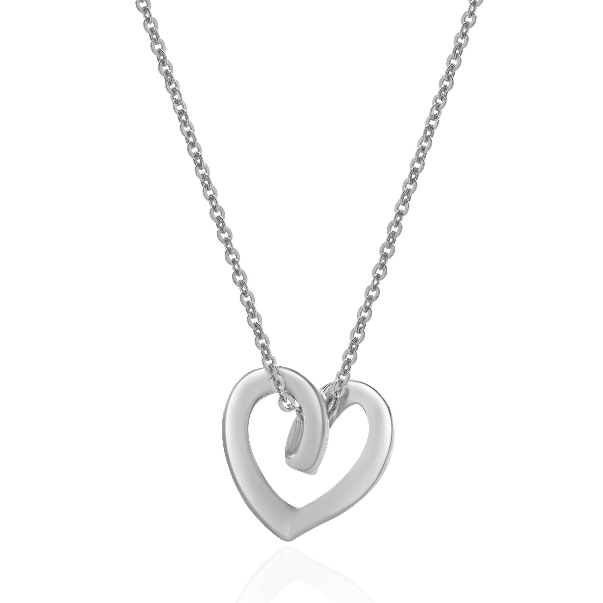 Collana a cuore aperto in oro bianco 14 carati In condizioni ottime in vendita a Scottsdale, AZ