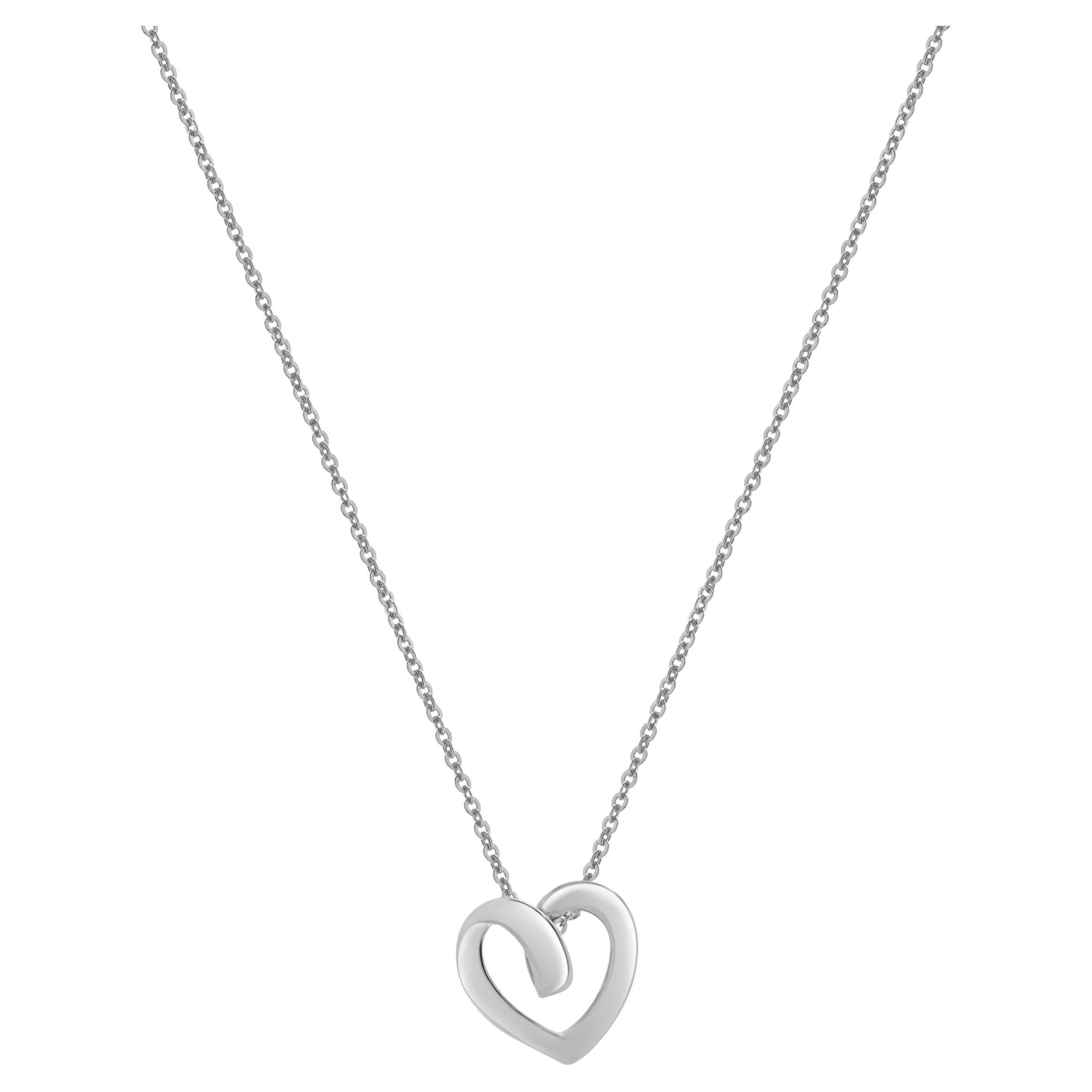 14 Karat White Gold Open Heart Necklace