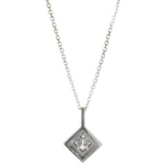 14 Karat White Gold Open Square Diamond Necklace