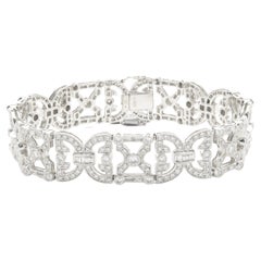 18 Karat White Gold Ornate Diamond Link Bracelet