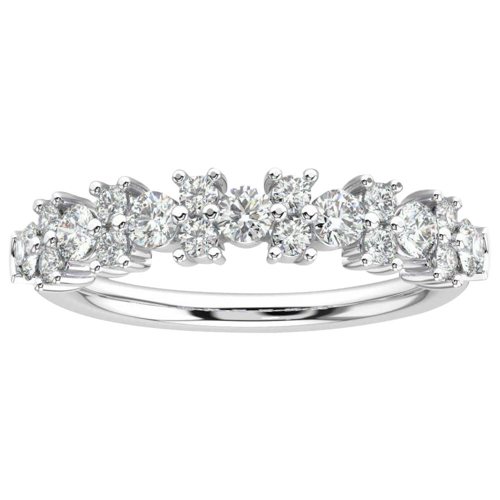 14 Karat White Gold Orchid Diamond Cluster Ring '3/4 Carat' For Sale