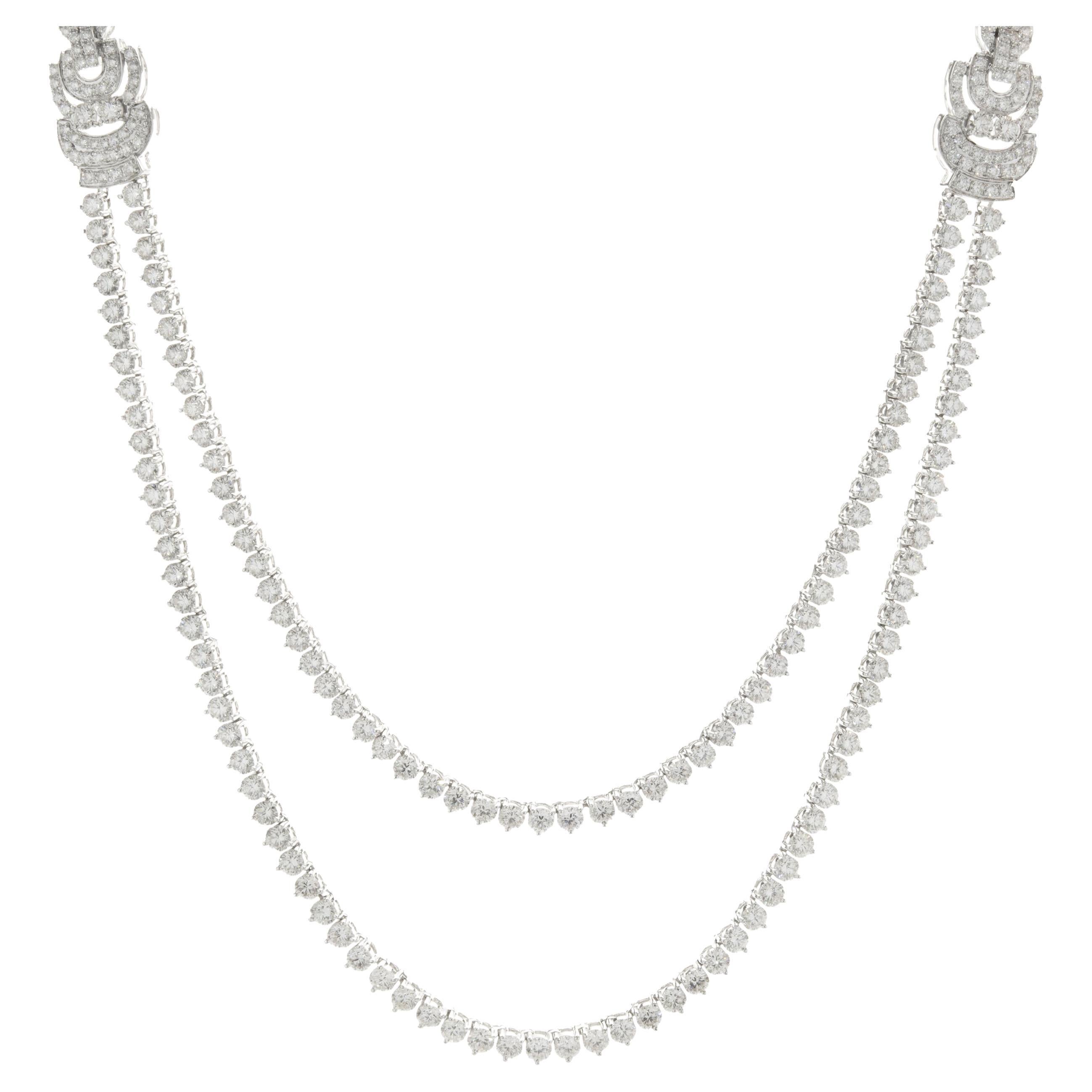 14 Karat White Gold Diamond Grid Collar Necklace For Sale at 1stDibs