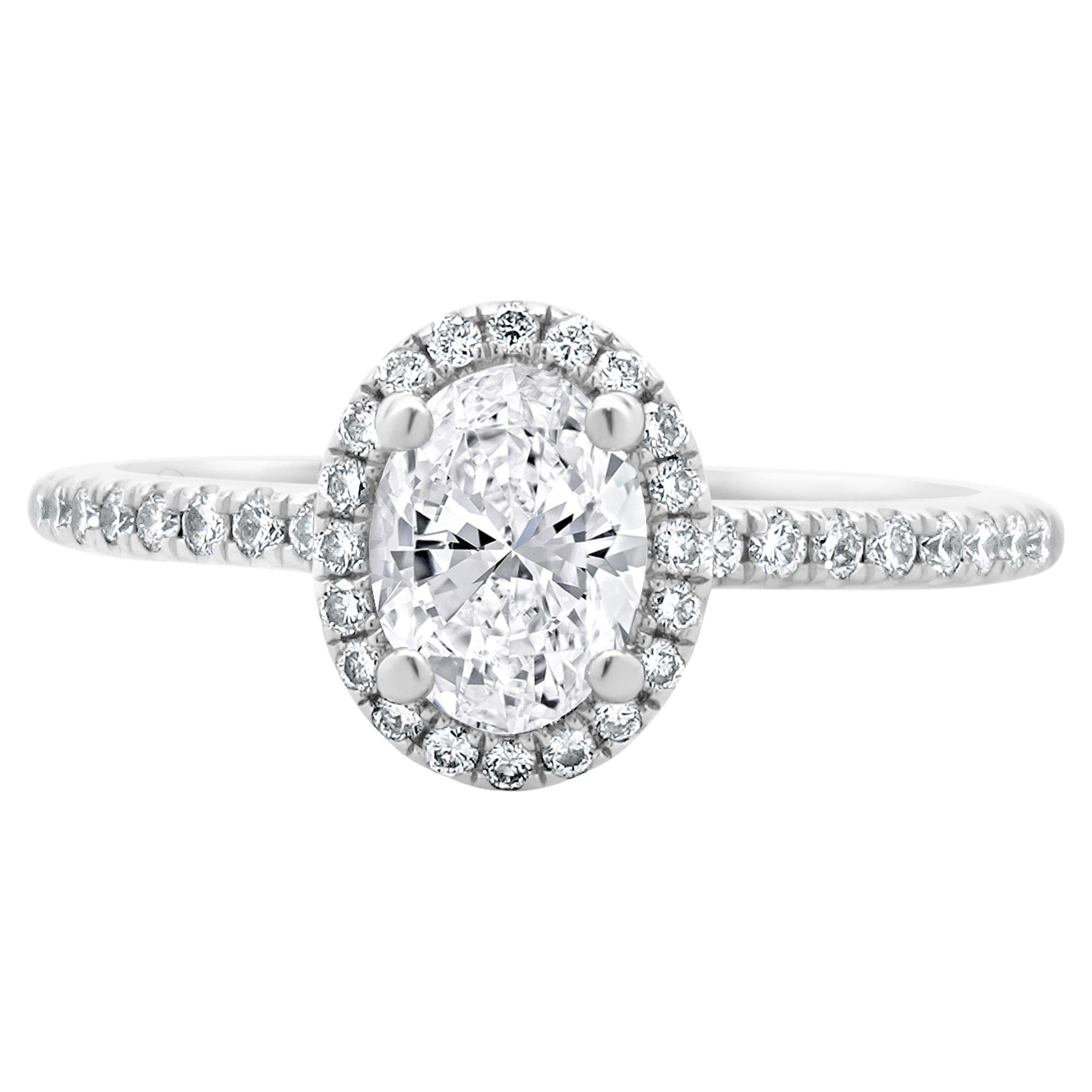 14 Karat White Gold Oval Cut Diamond Engagement Ring