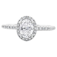 14 Karat White Gold Oval Cut Diamond Engagement Ring