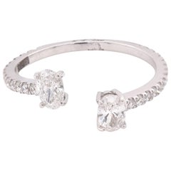 14 Karat White Gold Oval Diamond Bypass Ring 14 Karat White Gold Oval Diamond Bypass Ring