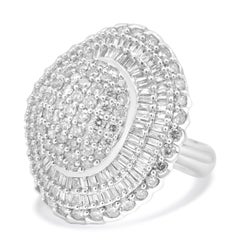 14 Karat White Gold Oval Diamond Cluster Ring