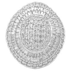 14 Karat White Gold Oval Diamond Cluster Ring