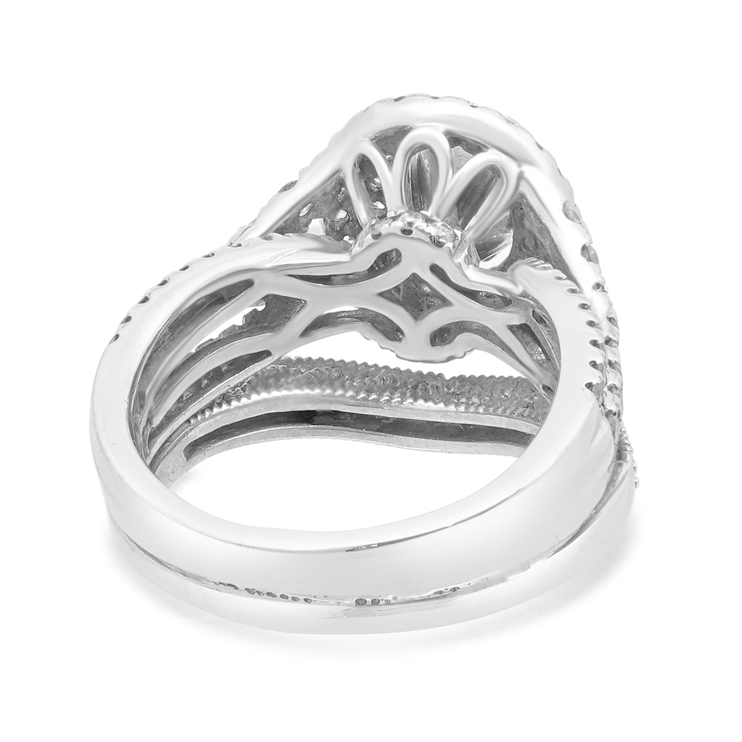 14 Karat Weißgold Oval Diamond Double Halo w/Milgrain Hochzeit Set (Ovalschliff) im Angebot