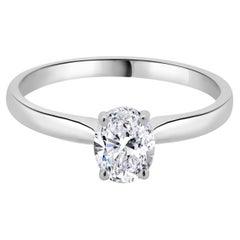 14 Karat White Gold Oval Diamond Engagement Ring