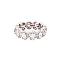 14 Karat White Gold Oval Diamond Halo Eternity Band