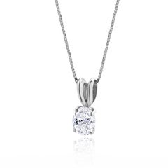14 Karat White Gold Oval Diamond Solitaire Necklace