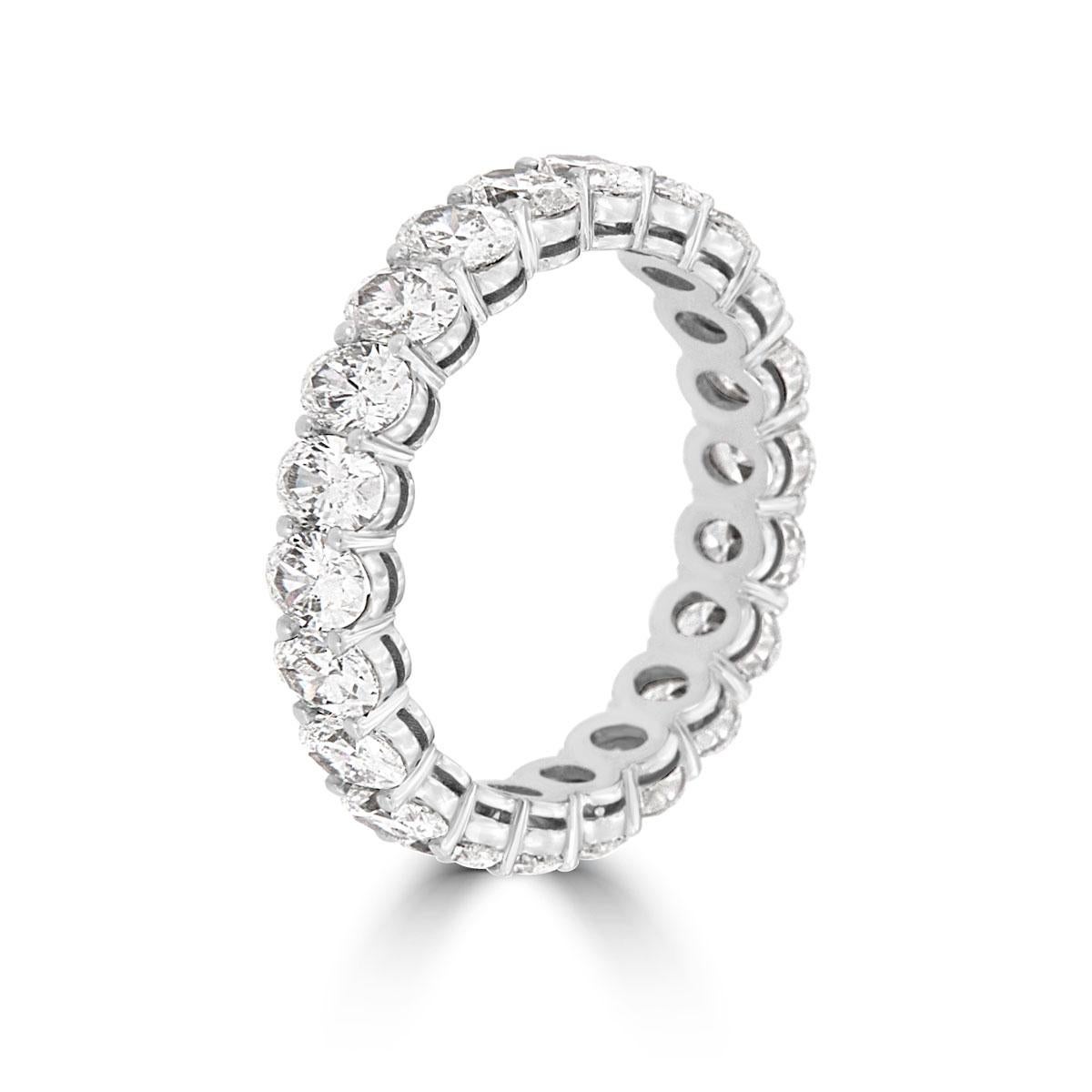 For Sale:  14 Karat White Gold Oval Eternity Diamond Ring '3 Carat' 2