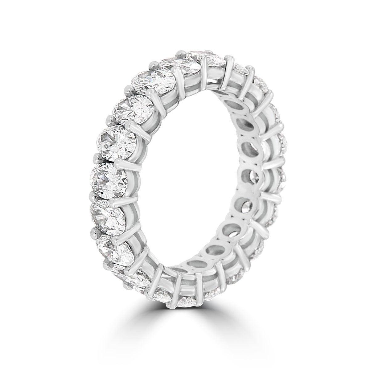 For Sale:  14 Karat White Gold Oval Eternity Diamond Ring '4 Carat' 2