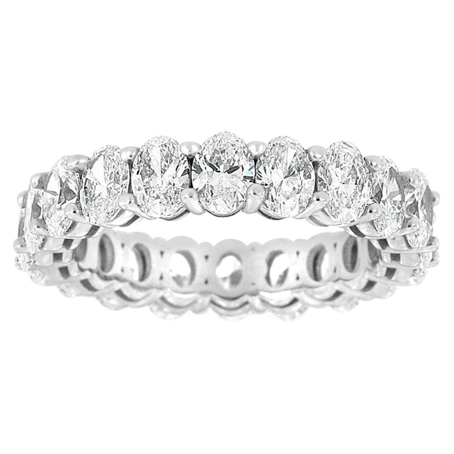 14 Karat White Gold Oval Eternity Diamond Ring '4 Carat'