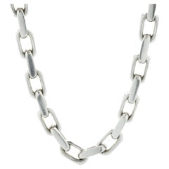 14 Karat White Gold Oval Link Chain Necklace