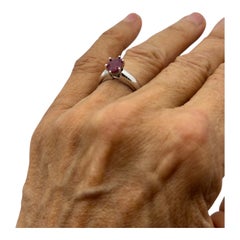 14 karat White Gold Oval Red Ruby 1.25 Carat Natural Solitaire Ring