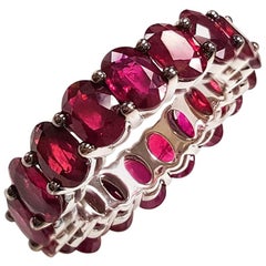 14 Karat White Gold Oval Ruby Eternity Band