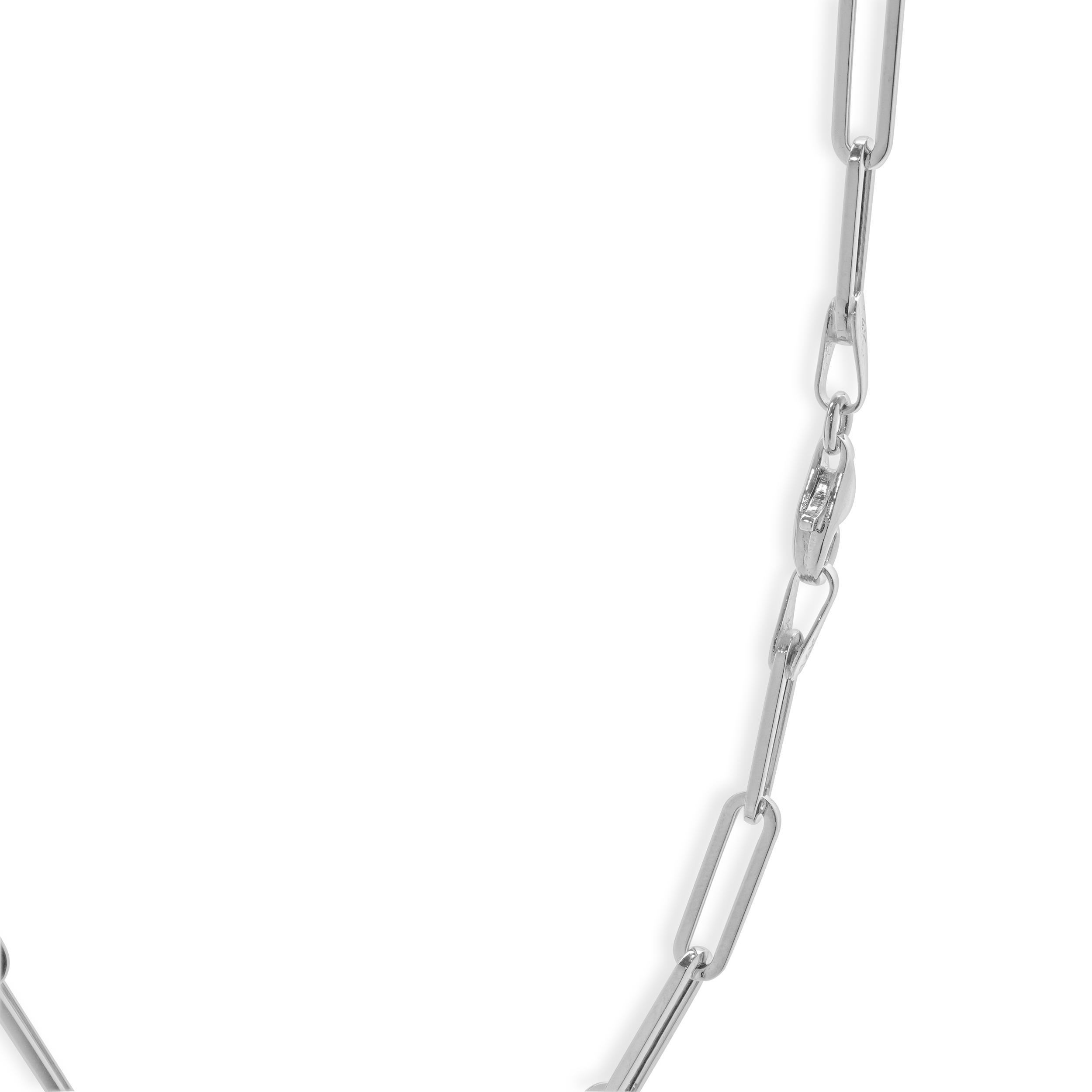 14 Karat White Gold Paperclip Chain Necklace In Excellent Condition For Sale In Scottsdale, AZ