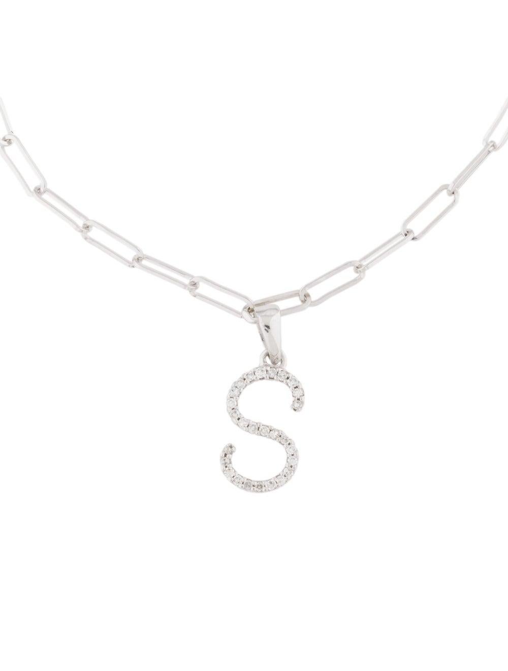 This is an adorable Initial Letter Bracelet crafted of 14k White Gold with approximately 0.05 ct. Round Sparkly Diamonds. Diamond Color and Clarity GH-SI1-SI2. Comes on an 7