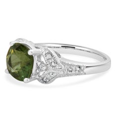 14 Karat White Gold Paraiba Cuprian Tourmaline and Diamond Ring